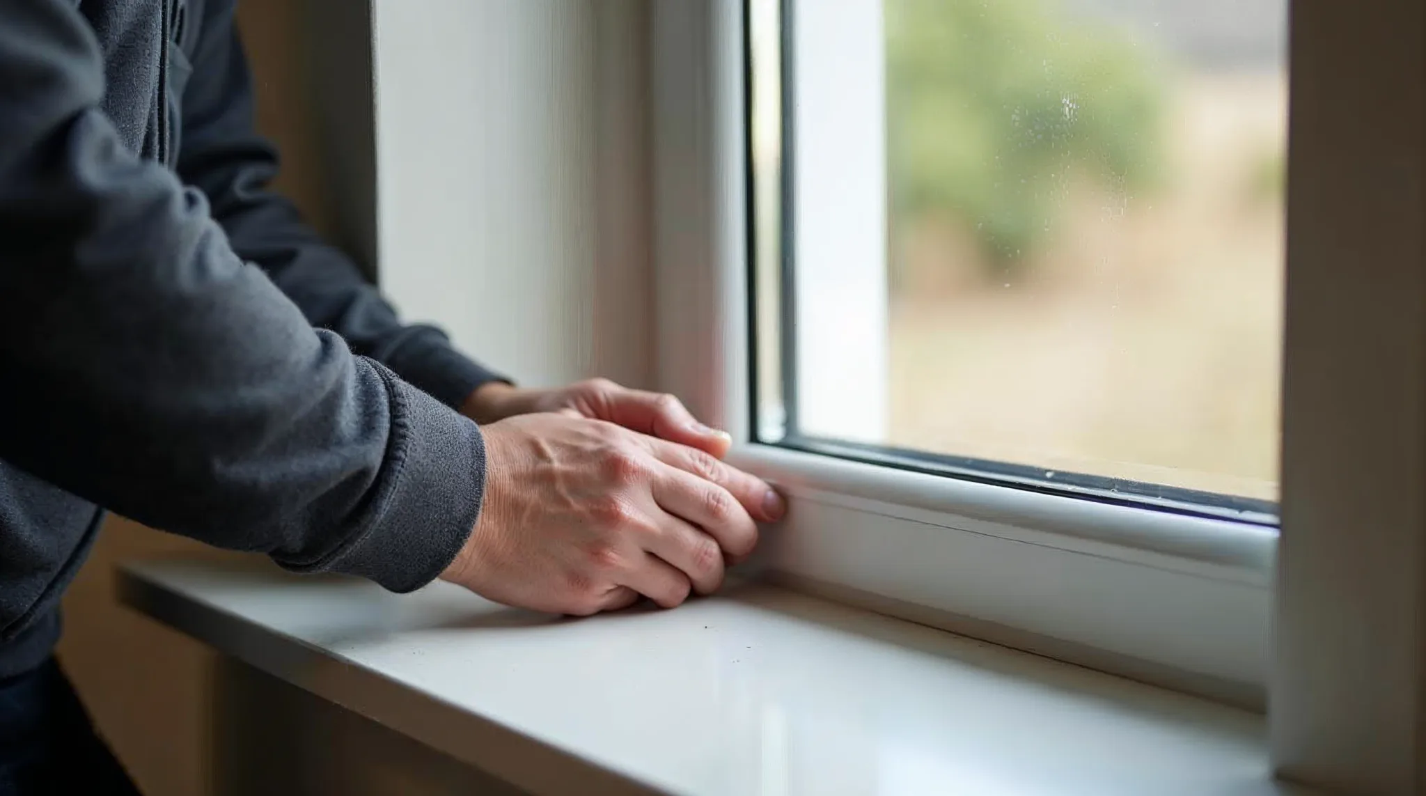 Werkman plaatst een raam met hoogrendementsglas