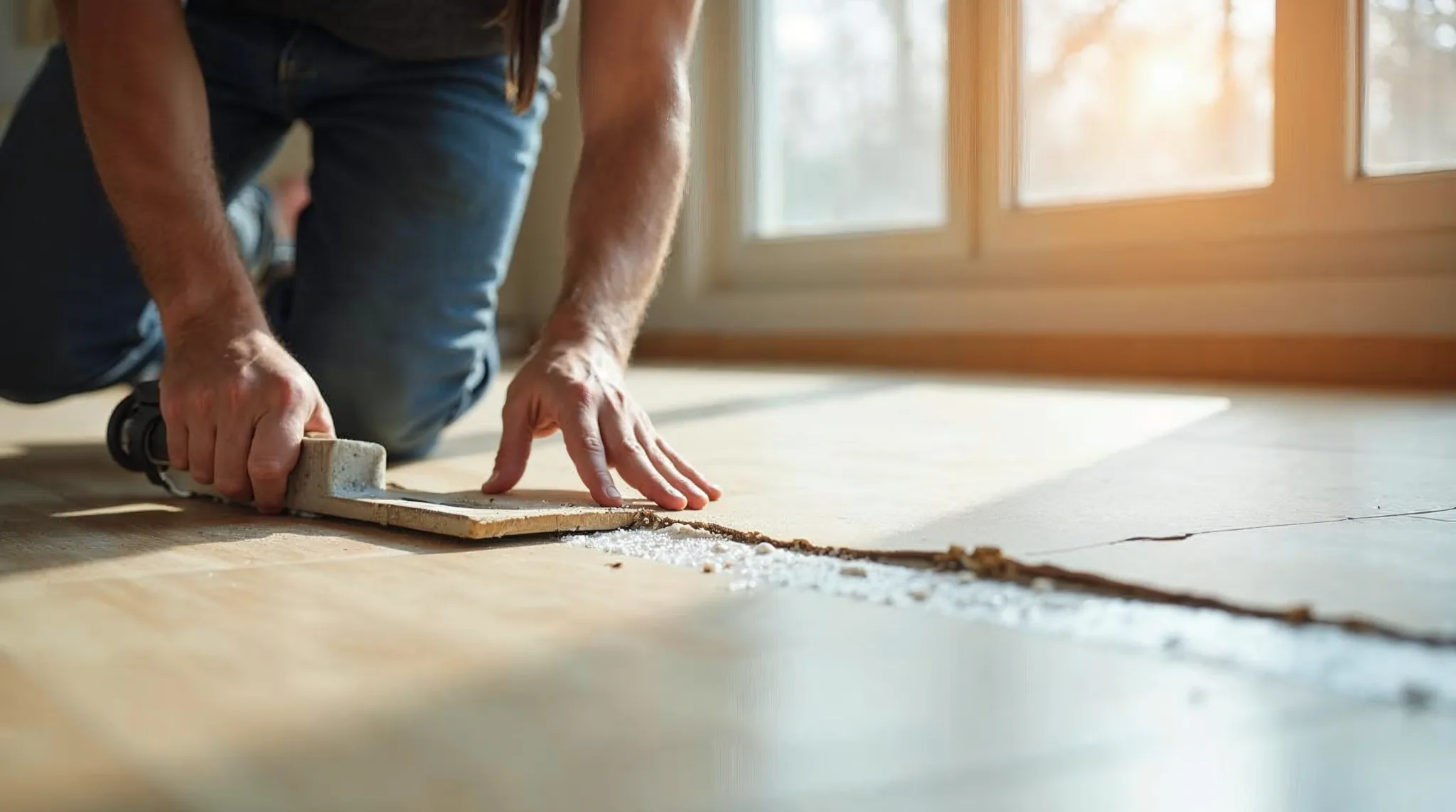 Afwerking van een warme geïsoleerde vloer in een woning