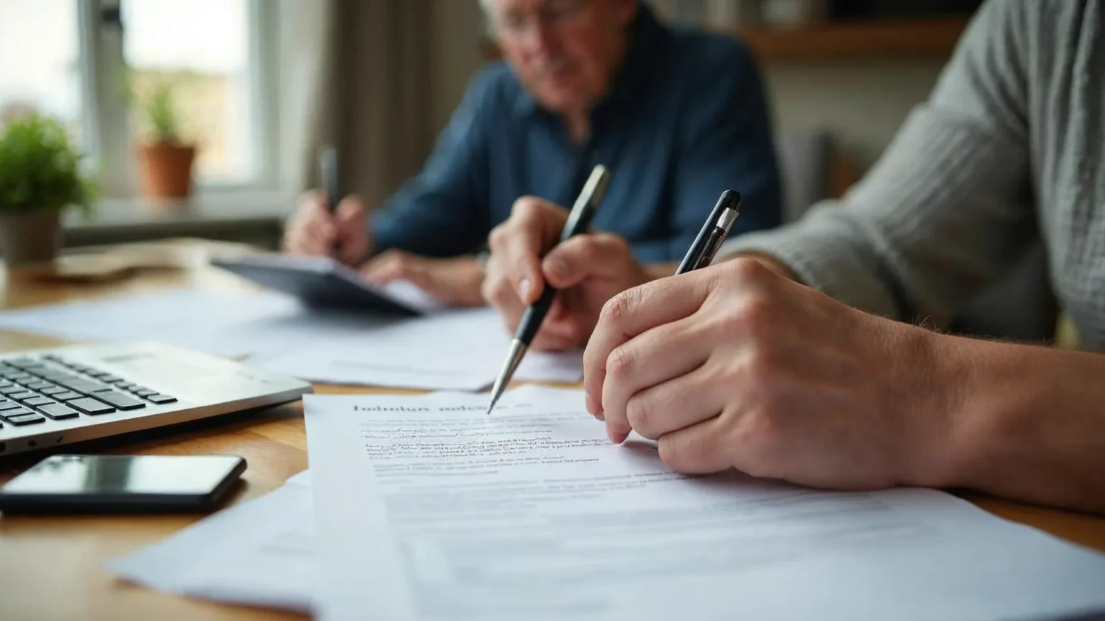 Koppel bekijkt een brief over de renovatiepremie aan de keukentafel